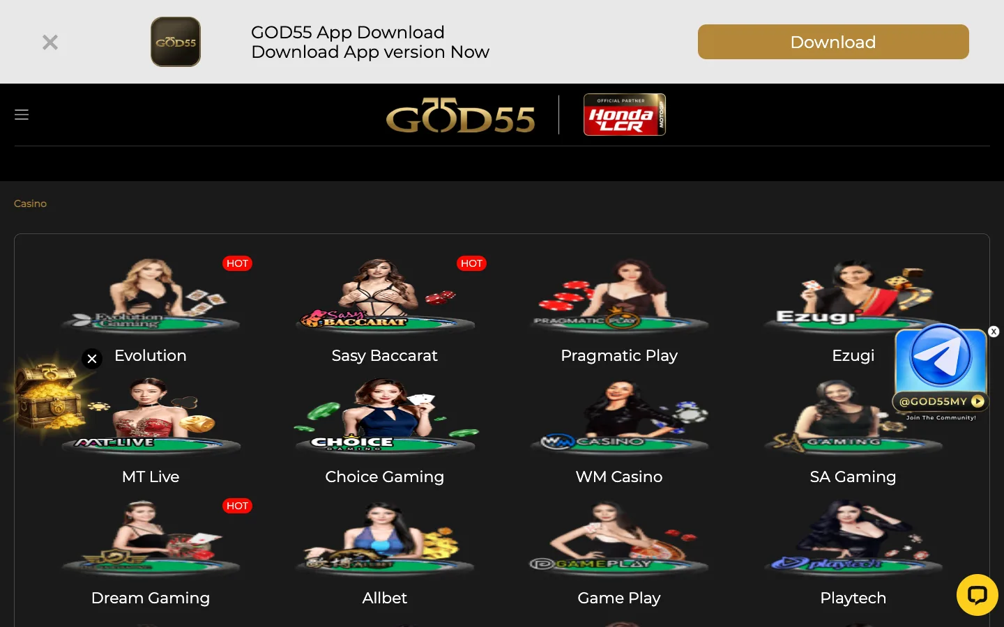 Pembekal live casino GOD55
