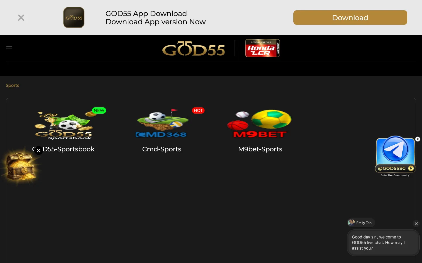 GOD55 Singapore sportsbook providers