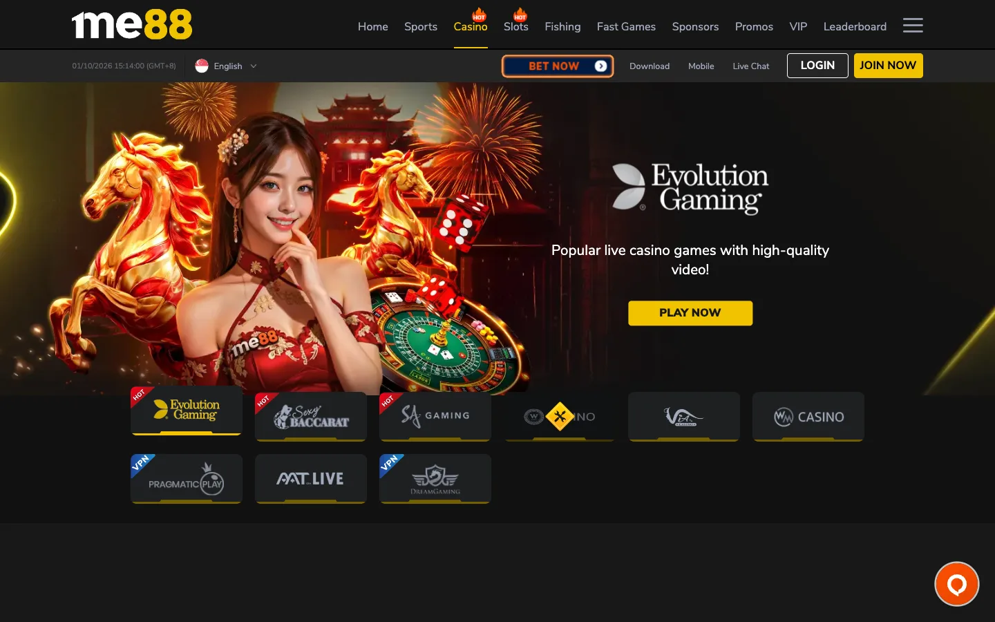 me88 live casino providers