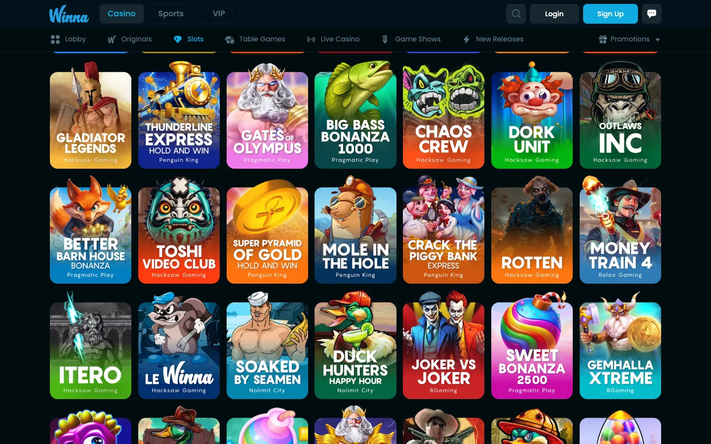 Winna slots lobby